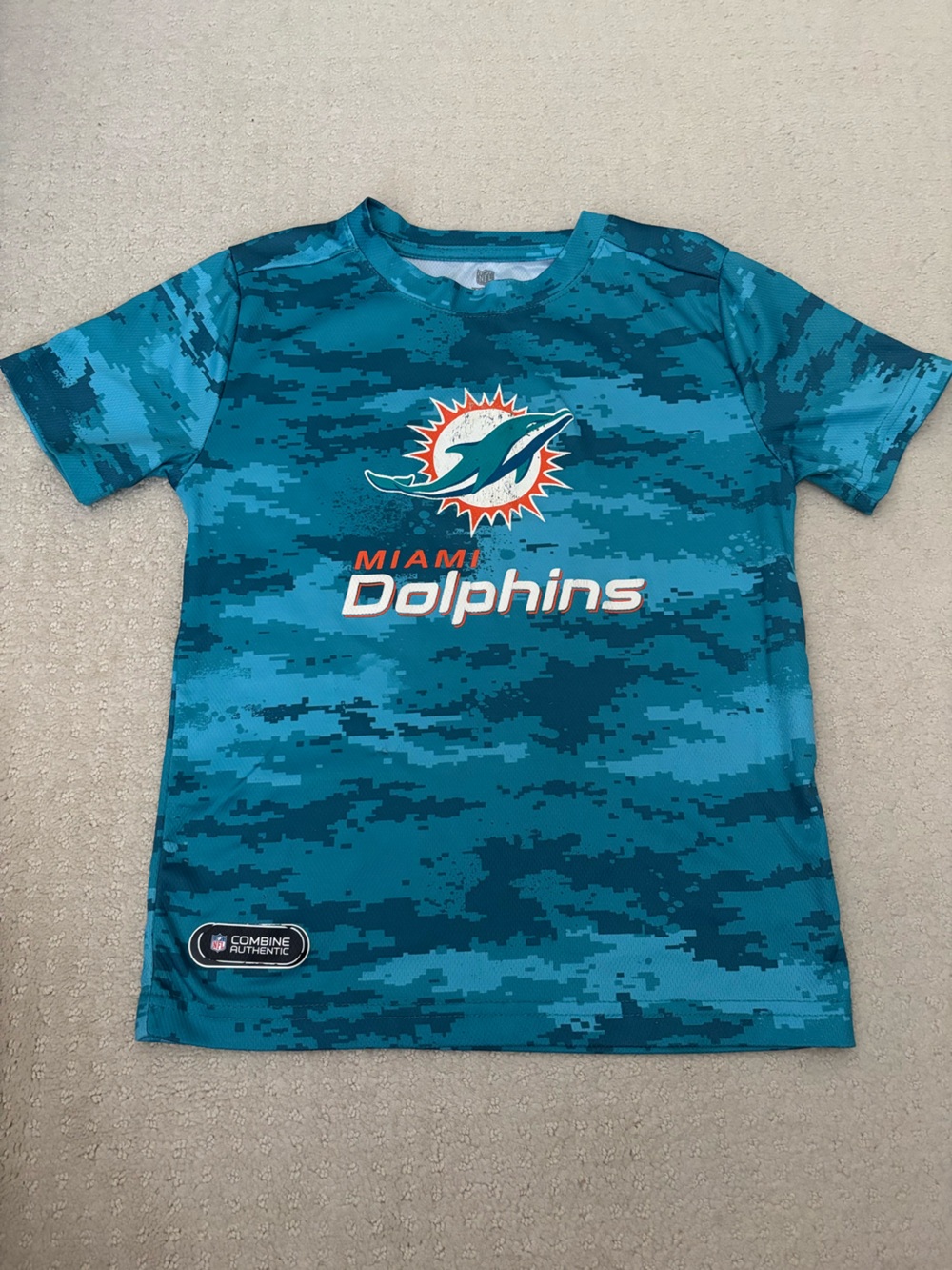 NFL Youth Kids Miami Dolphins Teal Camo Short Sleeve Boy’s Team Tee Football
